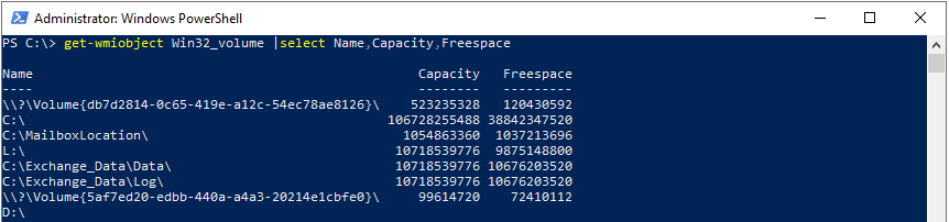 get-wmiobject Win32_volume command